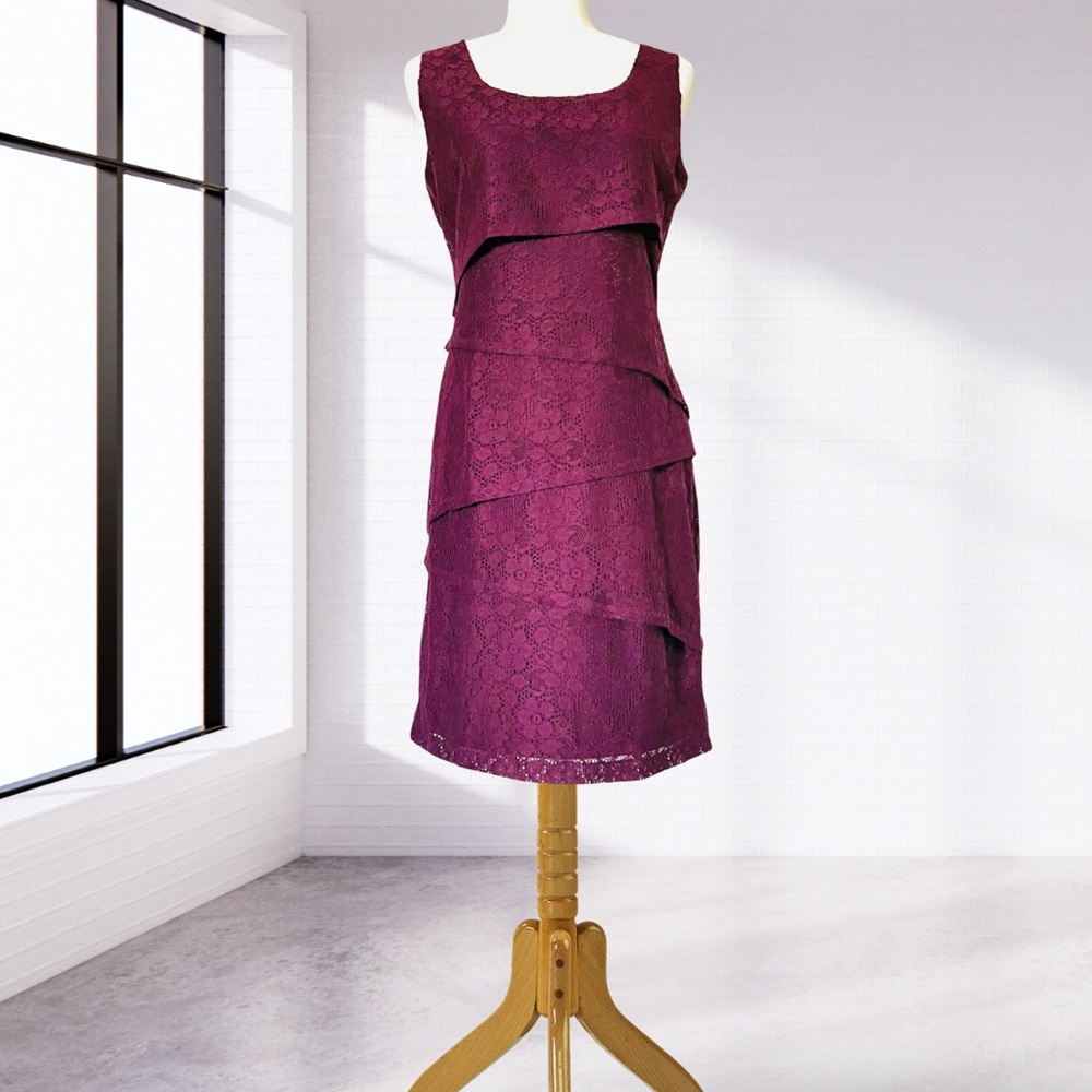 Paneled Lace Purple Dress